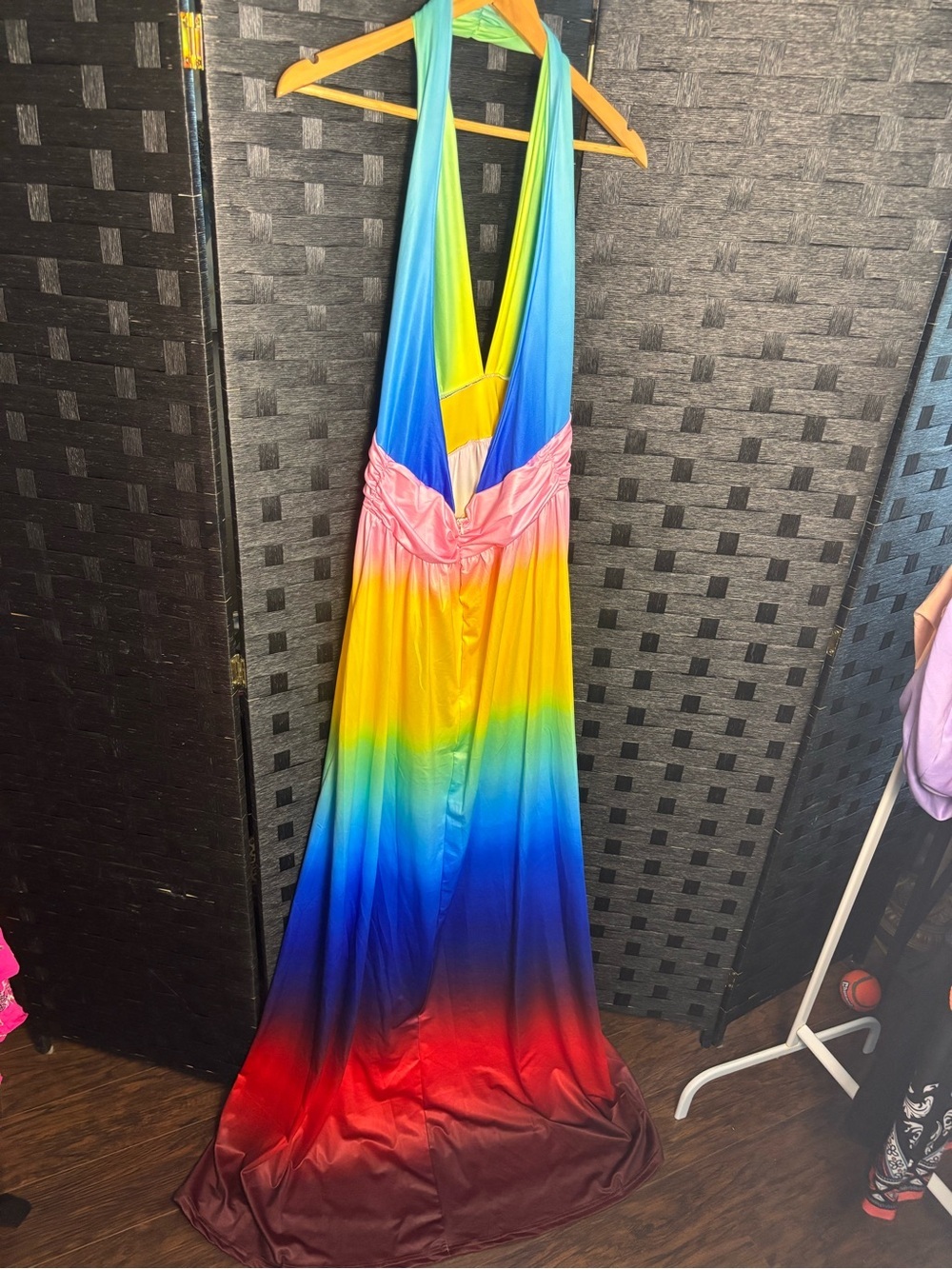 Rainbow Ombre Halter Maxi Dress NWOT 2XL - Picture 14 of 16